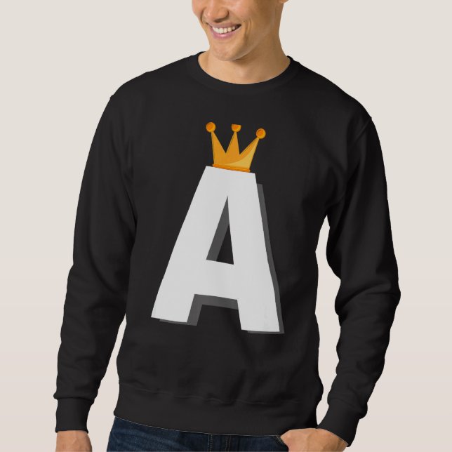 Brev A Alphabet Brev Initial Lång Ärmad Tröja (Framsida)