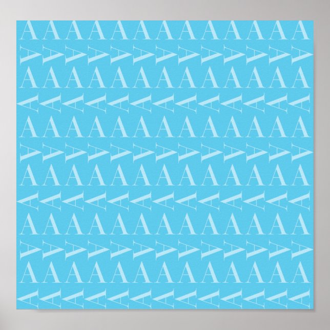 Brev A - Aqua Blue Monogram Initial Poster (Framsidan)