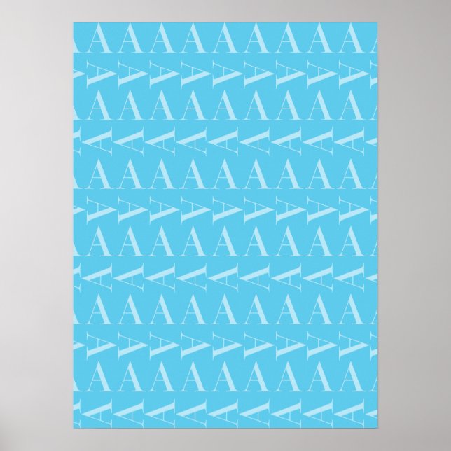 Brev A - Aqua Blue Monogram Initial Poster (Framsidan)