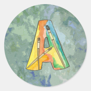 Brev A Art Sticker Runt Klistermärke