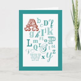 Brev A Birthday Teal & Red i Namn Kort
