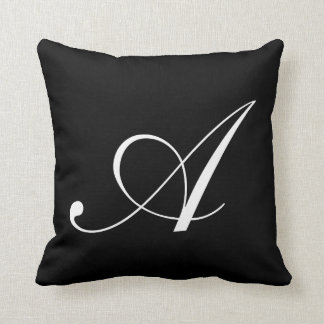 Brev A Black Monogram Pillow Kudde
