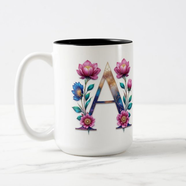 Brev A Coffee Mugg - Blommigt design för utlämnand (Vänster)