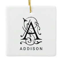 Brev A Elegant Monogram jul Ornament