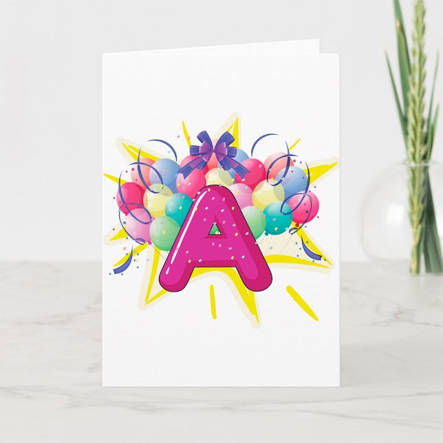 Brev A firande rosa monogram Kort (Skapare uppladdad)
