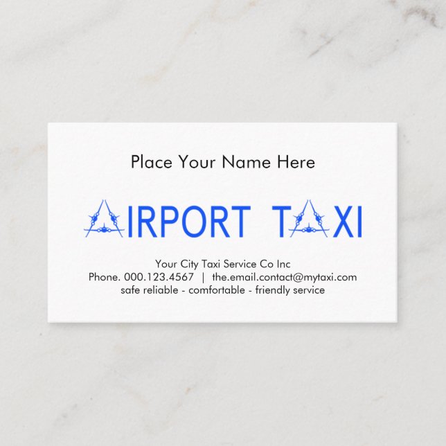 Brev-A Flygplats Taxi Visitkort (Framsida)