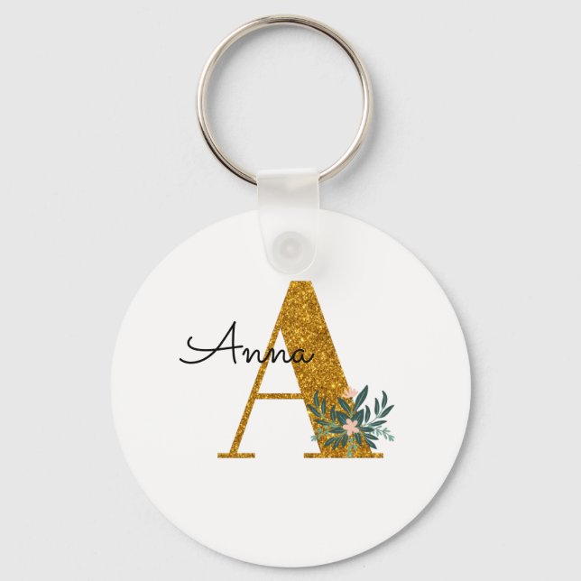 Brev A Golden monogram Nyckelring (Framsida)