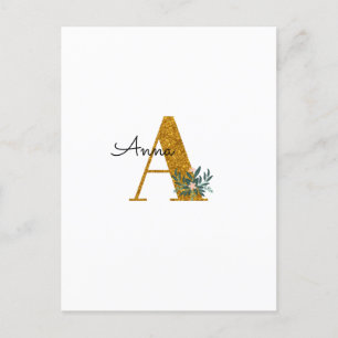 Brev A Golden monogram Vykort