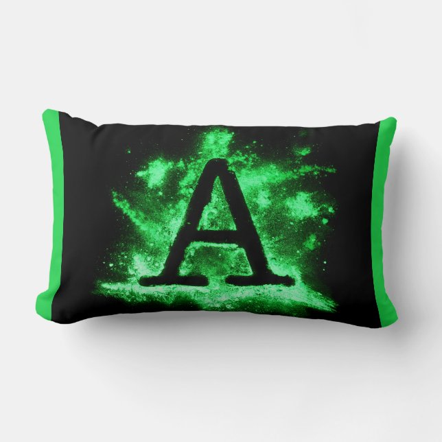 Brev A Grönt Capital Alphabet Lumbarkudde (Framsida)