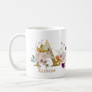 Brev A - Guld Blommigt Namn, systervän till medarb Kaffemugg
