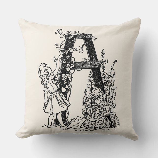 Brev 'A' i Garden Monogram Kudde (Framsida)