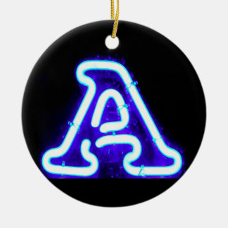 Brev ’A’ i Neon Blue Julgransprydnad Keramik