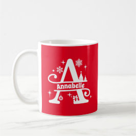 Brev A jul Monogram Initial Namn Red Kaffemugg