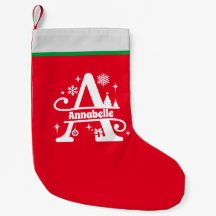 Brev A jul Monogram Initial Namn Red White