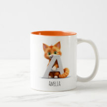 Brev A Kat Alphabet Monogram kaffe Mugg