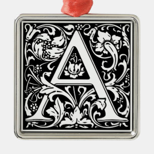 Brev A Medieval Monogram Art Initial Julgransprydnad Metall