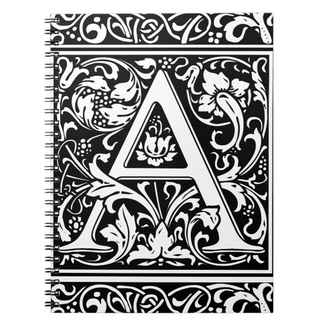 Brev A Medieval Monogram Art nouveau Anteckningsbok Med Spiral (Framsidan)