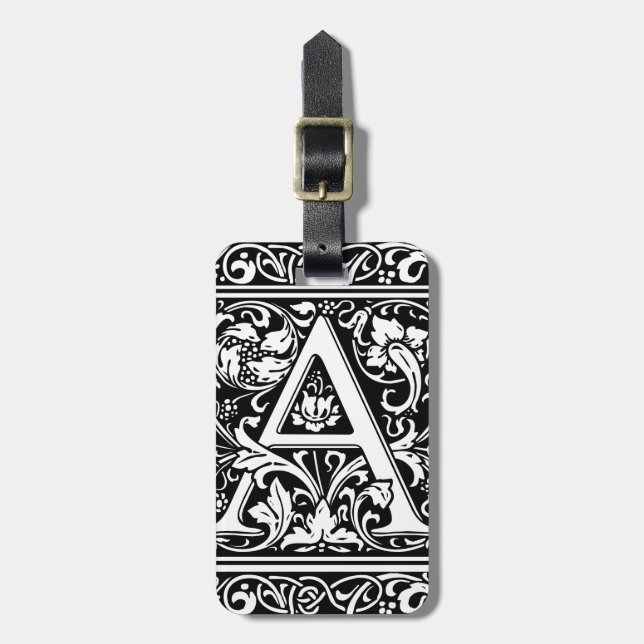 Brev A Medieval Monogram Art nouveau Bagagebricka (Vertikal Framsida)