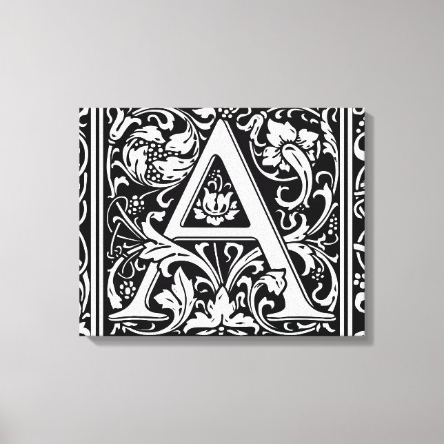 Brev A Medieval Monogram Art nouveau Canvastryck (Framsida)