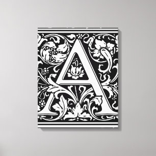 Brev A Medieval Monogram Art nouveau Canvastryck