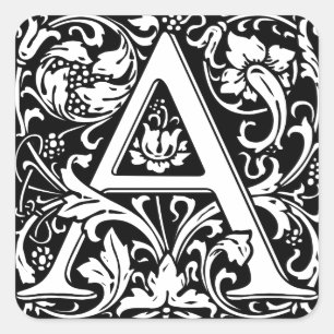 Brev A Medieval Monogram Art nouveau Fyrkantigt Klistermärke