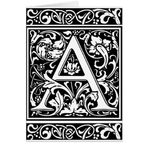 Brev A Medieval Monogram Art nouveau Hälsningskort