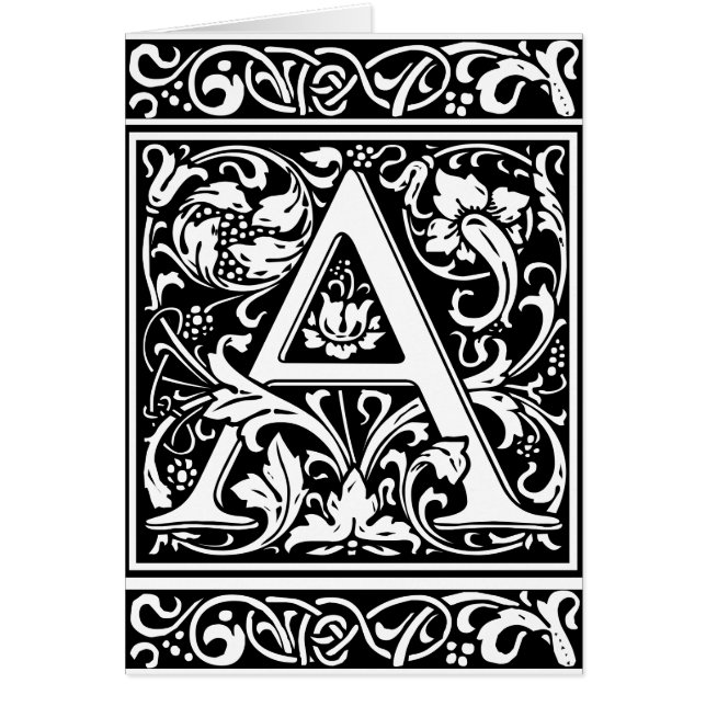 Brev A Medieval Monogram Art nouveau Hälsningskort (Framsidan)