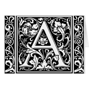 Brev A Medieval Monogram Art nouveau Hälsningskort