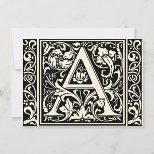 Brev A Medieval Monogram Art nouveau Inbjudningar