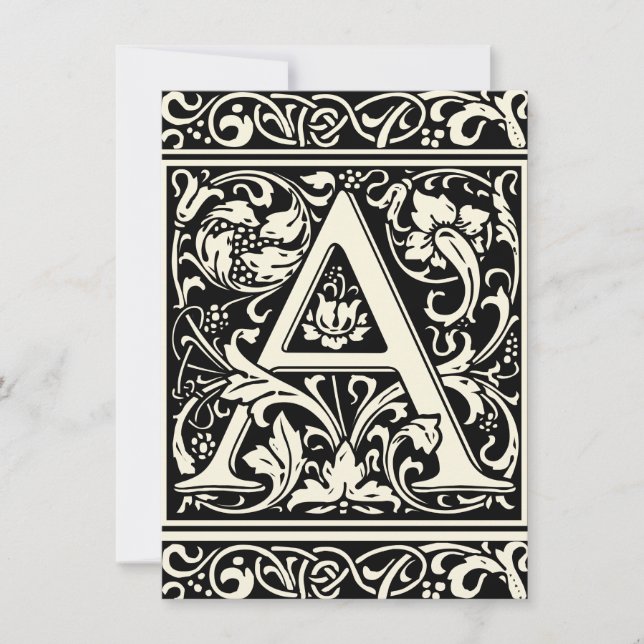 Brev A Medieval Monogram Art nouveau Inbjudningar (Framsida)