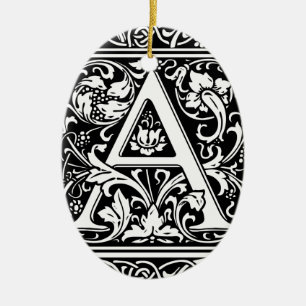 Brev A Medieval Monogram Art nouveau Julgransprydnad Keramik