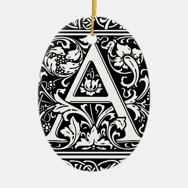 Brev A Medieval Monogram Art nouveau Julgransprydnad Keramik (Framsidan)