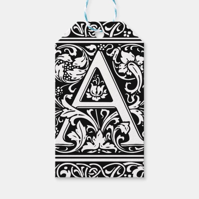 Brev A Medieval Monogram Art nouveau Presentetikett (Framsidan)