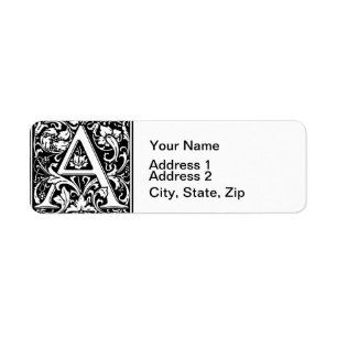 Brev A Medieval Monogram Art nouveau Returadress Etikett