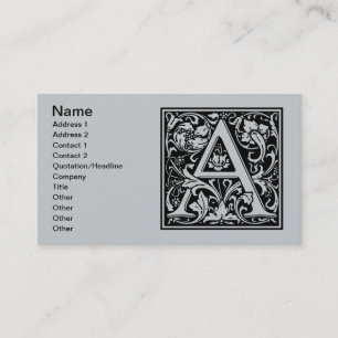 Brev A Medieval Monogram Art nouveau Visitkort