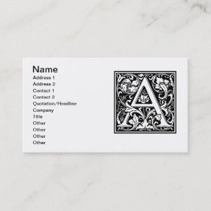 Brev A Medieval Monogram Art nouveau Visitkort