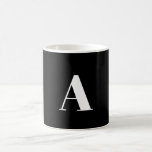Brev A Monogram Black and White Snyggt Modern Kaffemugg<br><div class="desc">Brev A Monogram Black and White Snyggt Modern kaffe Mugg</div>