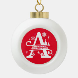 Brev A Monogram första familjen Namn Hälsning Julgranskula Keramik