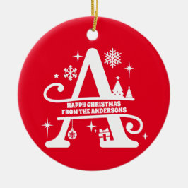 Brev A Monogram första familjen Namn Hälsning Julgransprydnad Keramik