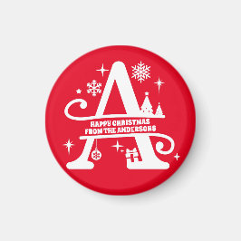 Brev A Monogram första familjen Namn Hälsning Magnet