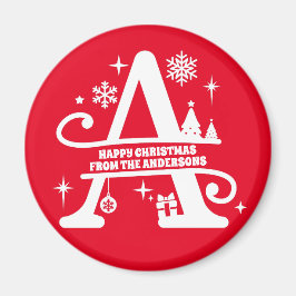 Brev A Monogram första familjen Namn Hälsning Magnet