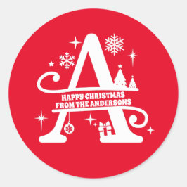 Brev A Monogram första familjen Namn Hälsning Runt Klistermärke