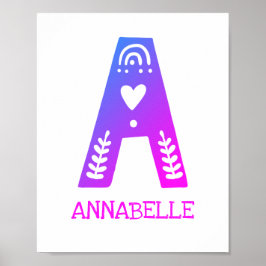 Brev A Monogram Namn Kids Poster