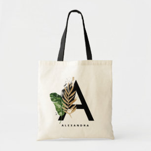 Brev A Monogram Tropical Personlig Gold Foil Tygkasse
