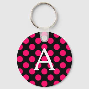 Brev A på den svarta Rosan Polka dots Nyckelring