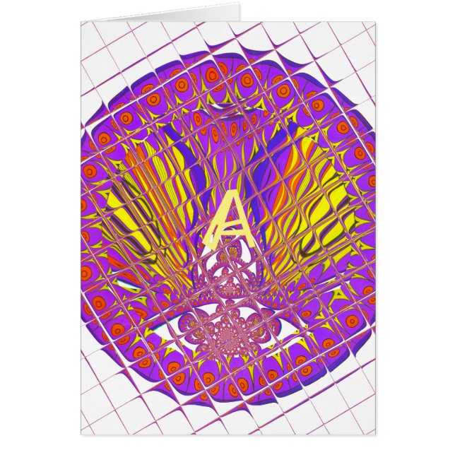 Brev A, textdesign för färgstark logotyp Hälsningskort (Framsidan)