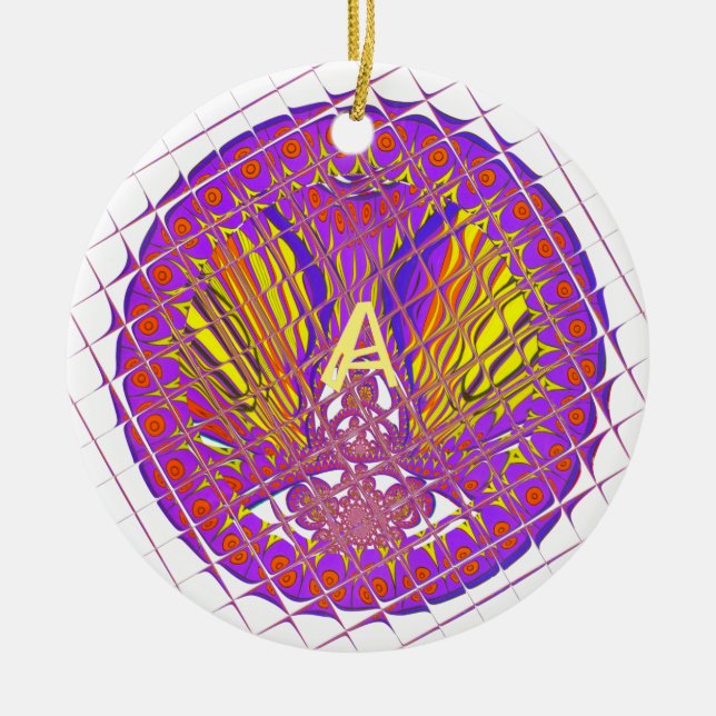Brev A, textdesign för färgstark logotyp Julgransprydnad Keramik (Framsidan)