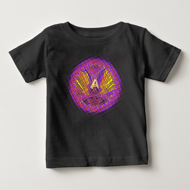 Brev A, textdesign för färgstark logotyp Tee (Framsida)
