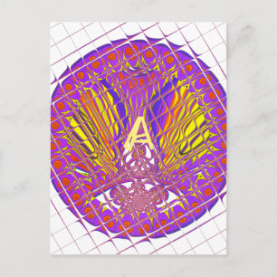Brev A, textdesign för färgstark logotyp Vykort