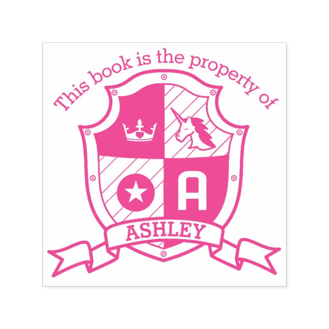 Brev A-vapensköldens eget namn encorn-barn bibliot Självfärgande Stämpel (Design)